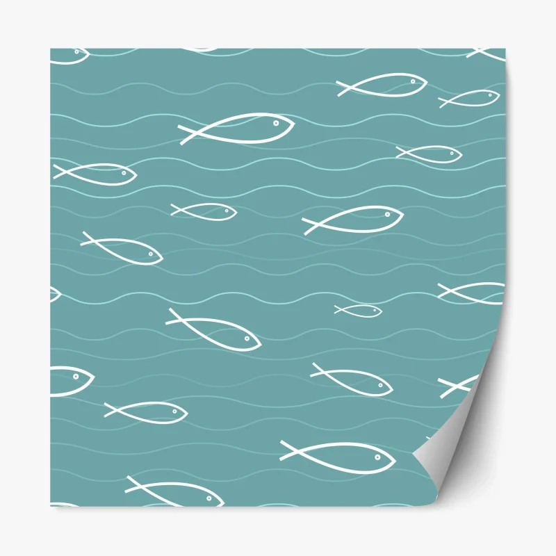 Repositionable sticker turquoise fish pattern