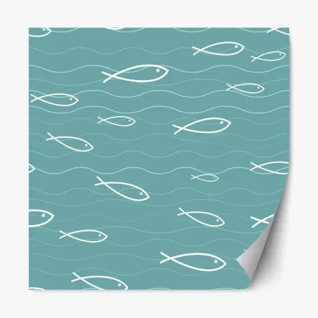Repositionable sticker turquoise fish pattern • Wallissimo®