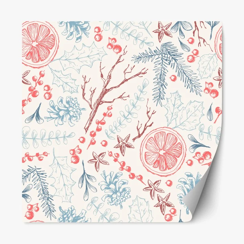 Repositionable sticker hand-drawn winter botanicals pattern ⁕ Wallissimo® Repositionable sticker hand-drawn winter botanicals pattern ⁕ Wallissimo®