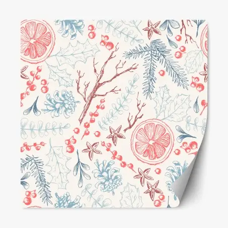 Repositionable sticker hand-drawn winter botanicals pattern • Wallissimo®