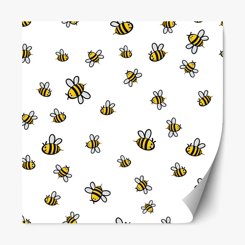 Repositionable sticker playful bee pattern for kids room