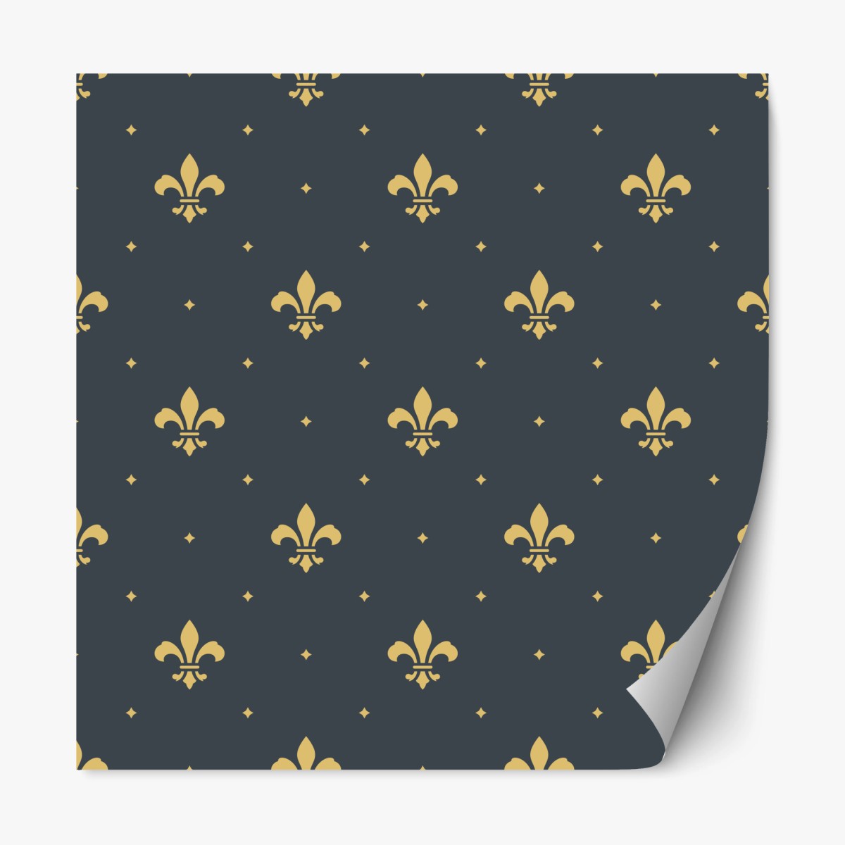 Repositionable sticker gold fleur-de-lis seamless pattern on dark background • Wallissimo® Repositionable sticker gold fleur-de-lis seamless pattern on dark background • Wallissimo®