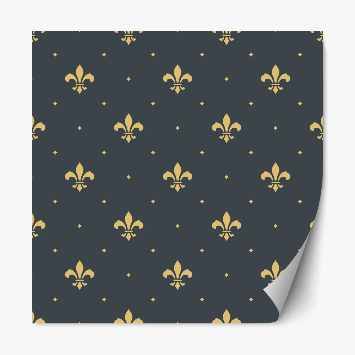 Repositionable sticker gold fleur-de-lis seamless pattern on dark background • Wallissimo® Repositionable sticker gold fleur-de-lis seamless pattern on dark background • Wallissimo®