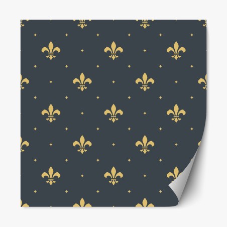 Repositionable sticker gold fleur-de-lis seamless pattern on dark background • Wallissimo®