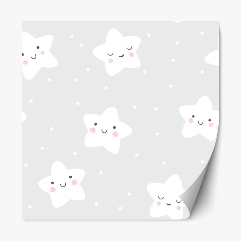 Repositionable sticker cute smiling stars nursery pattern
