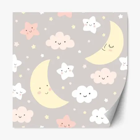 Repositionable sticker sleepy moon and stars nursery pattern • Wallissimo®