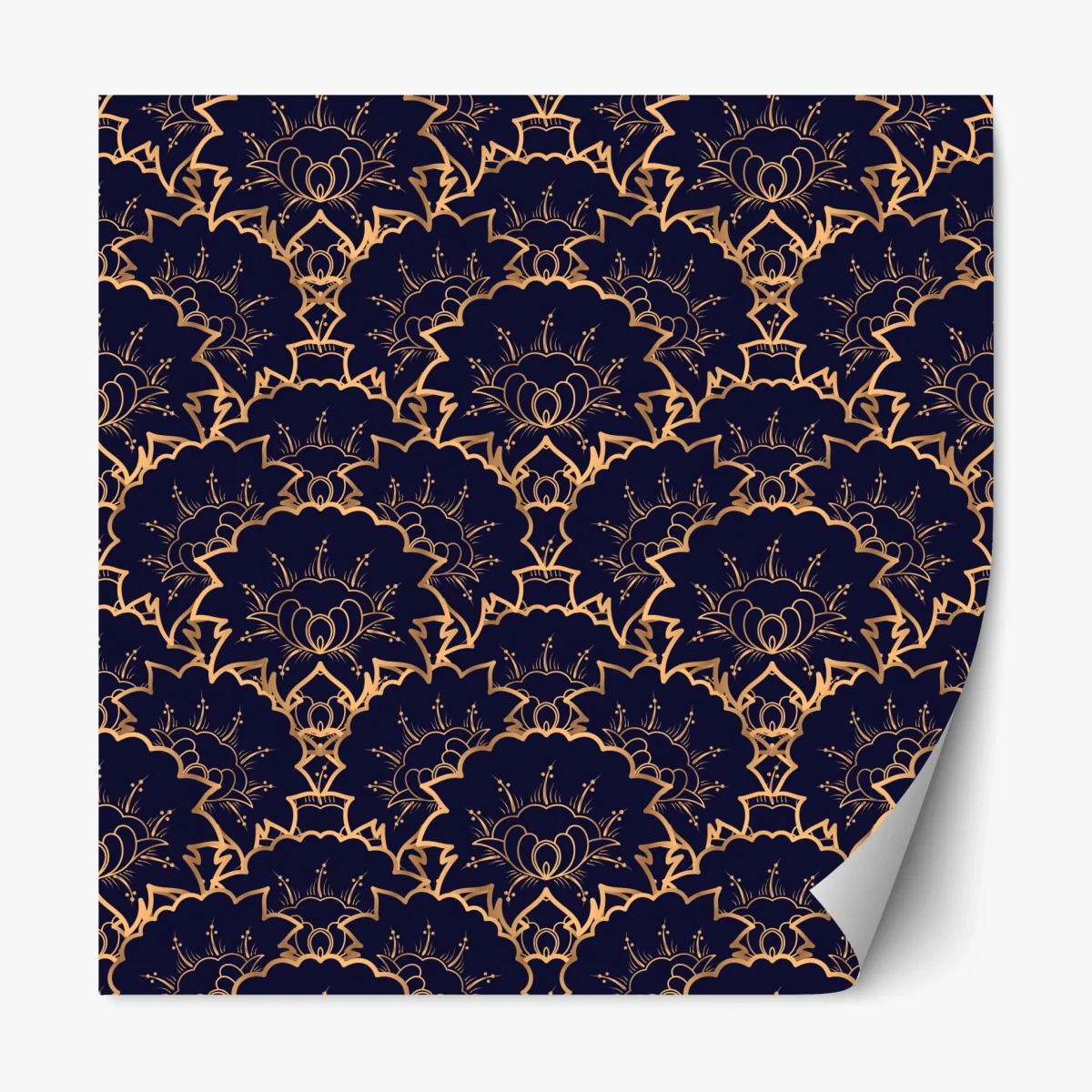 Repositionable sticker luxury gold floral pattern on navy ⁕ Wallissimo® Repositionable sticker luxury gold floral pattern on navy ⁕ Wallissimo®