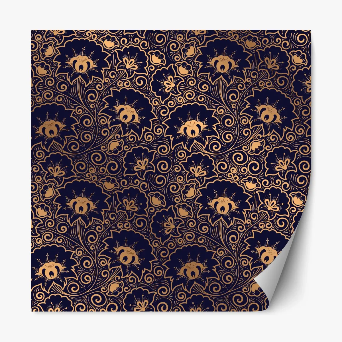 Repositionable sticker luxury gold floral pattern on dark background • Wallissimo® Repositionable sticker luxury gold floral pattern on dark background • Wallissimo®