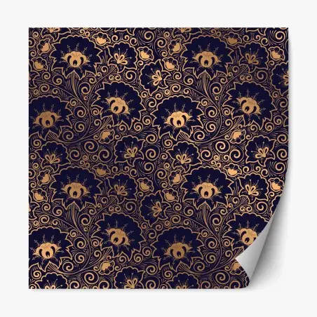 Repositionable sticker luxury gold floral pattern on dark background • Wallissimo®