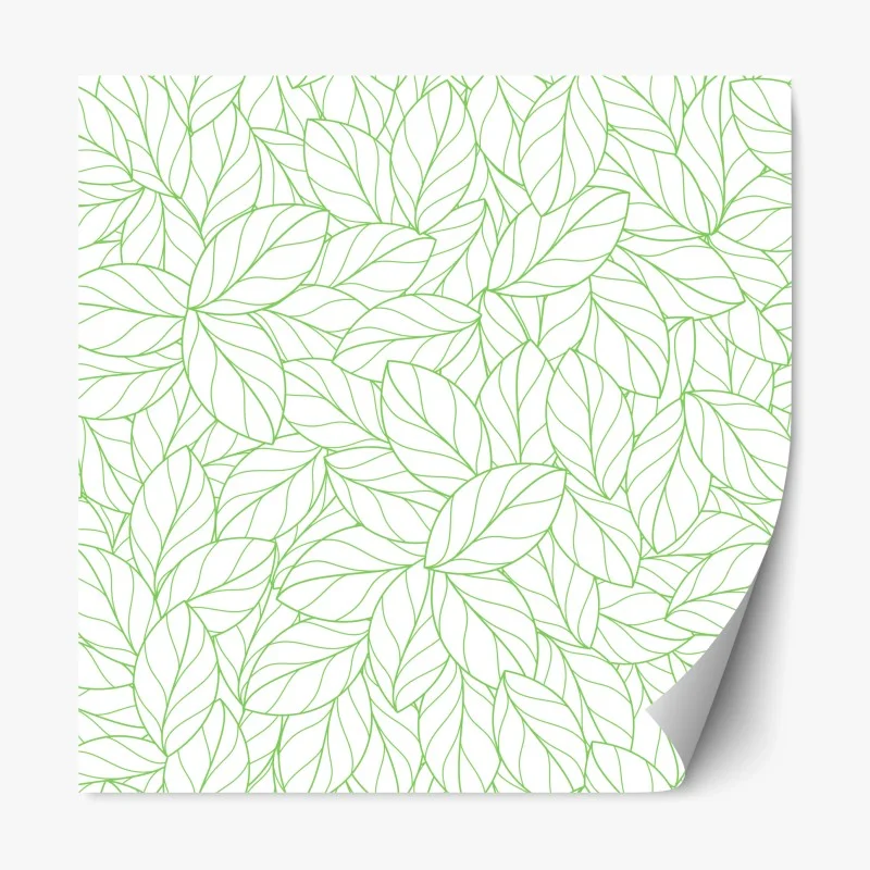 Repositionable sticker green leaf line pattern