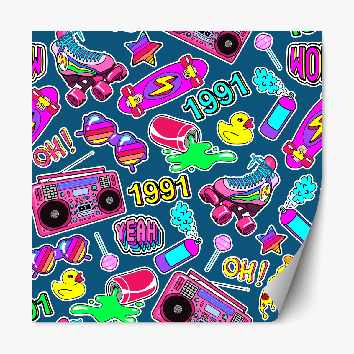 Repositionable sticker vibrant 90s sticker collage • Wallissimo® Repositionable sticker vibrant 90s sticker collage • Wallissimo®