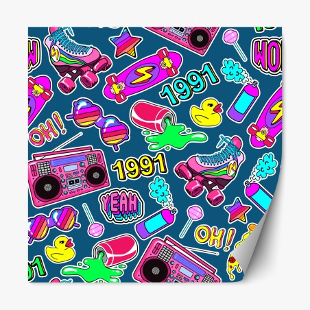 Repositionable sticker vibrant 90s sticker collage • Wallissimo®