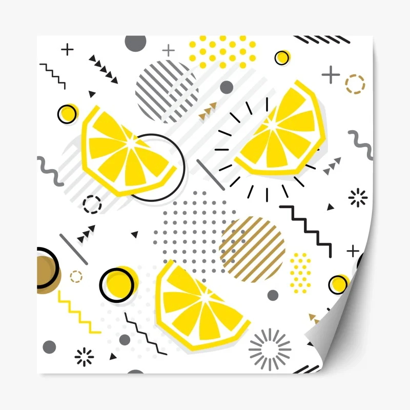 Repositionable sticker bright citrus geometric pattern
