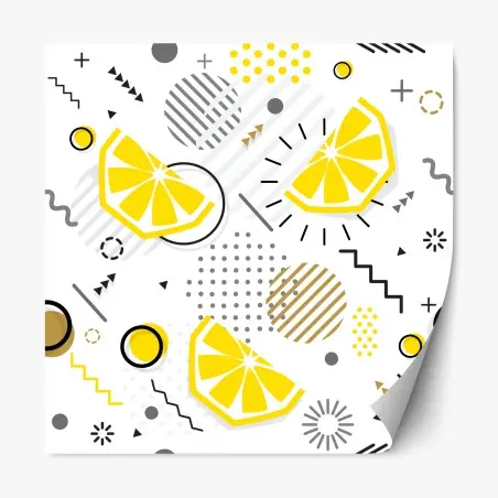 Repositionable sticker bright citrus geometric pattern • Wallissimo®