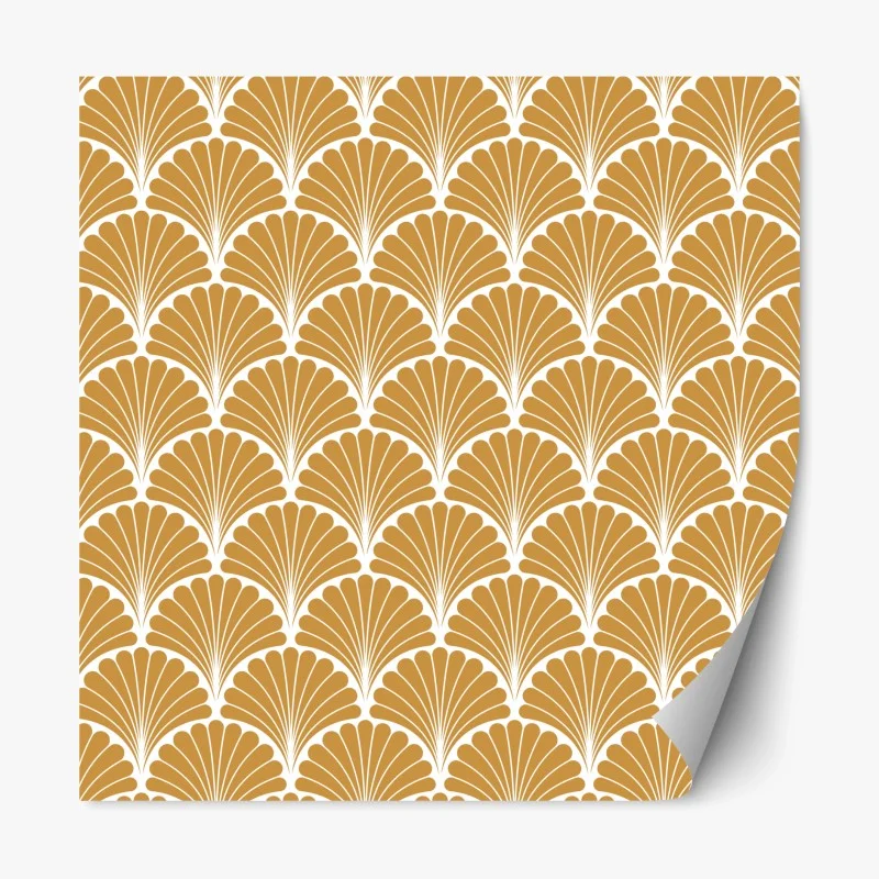 Repositionable sticker golden art deco fan pattern