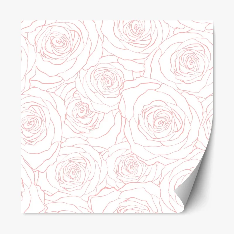 Repositionable sticker delicate pink rose line pattern