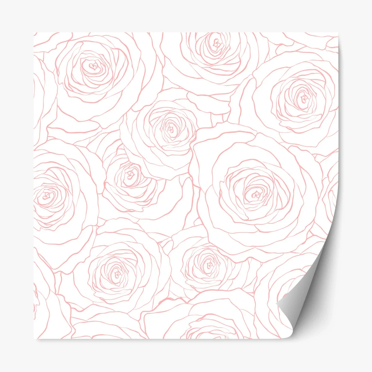 Repositionable sticker delicate pink rose line pattern • Wallissimo® Repositionable sticker delicate pink rose line pattern • Wallissimo®