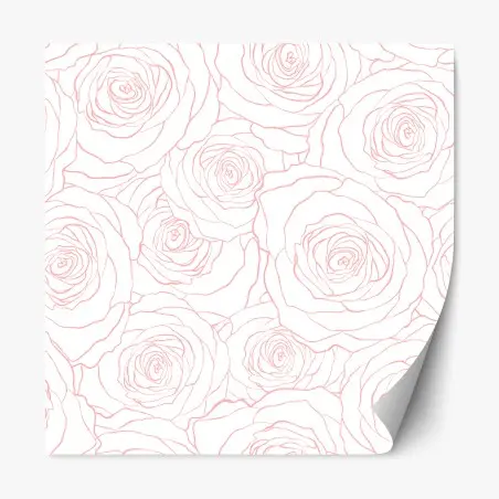 Repositionable sticker delicate pink rose line pattern • Wallissimo®