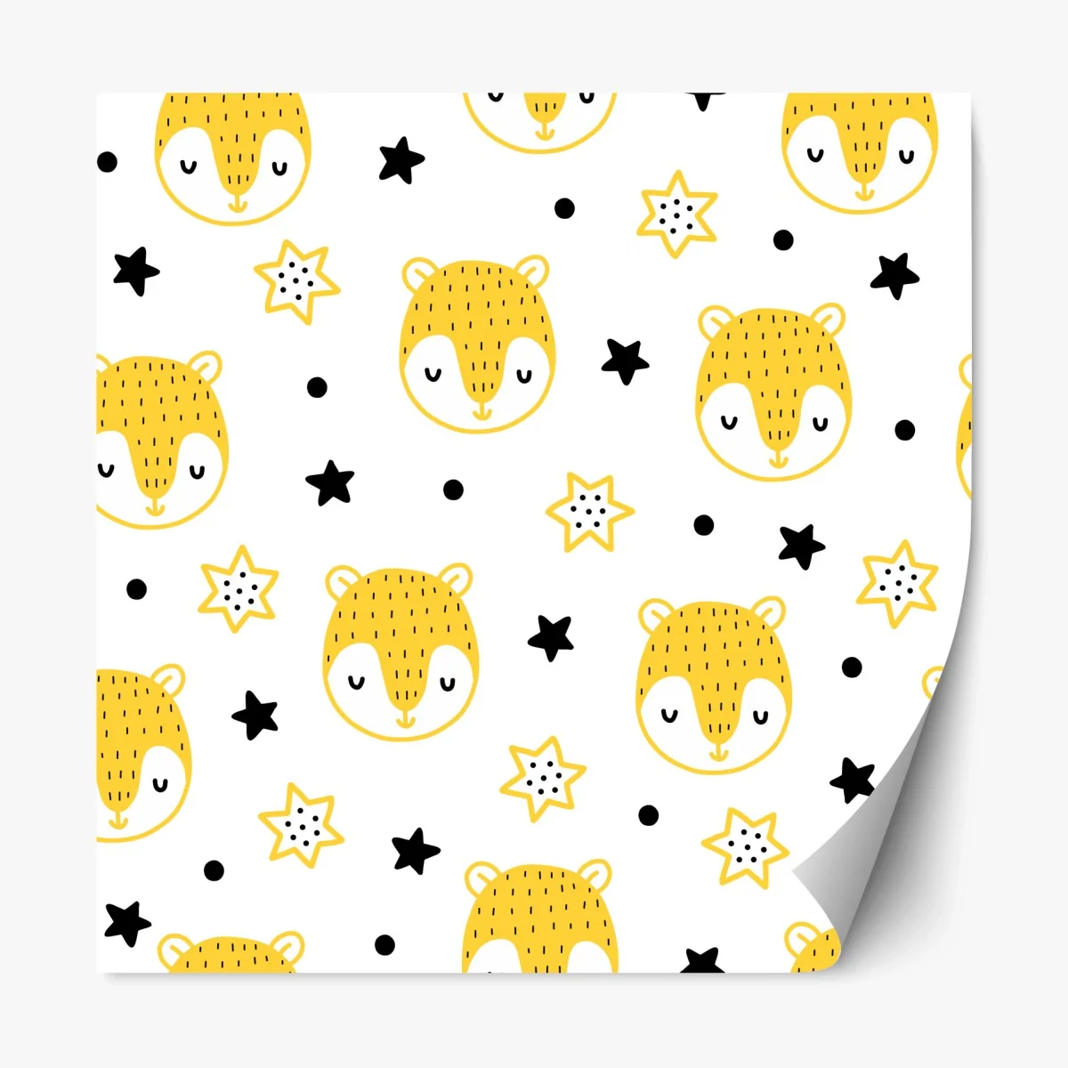 Repositionable sticker cute yellow animal faces nursery pattern • Wallissimo® Repositionable sticker cute yellow animal faces nursery pattern • Wallissimo®