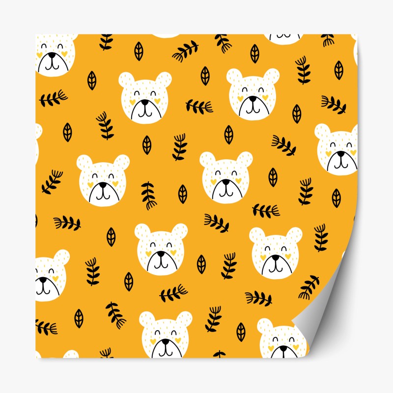 Repositionable sticker playful bear pattern nursery print