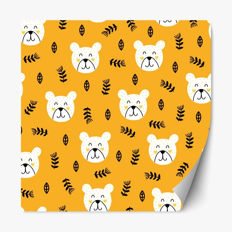 Repositionable sticker playful bear pattern nursery print