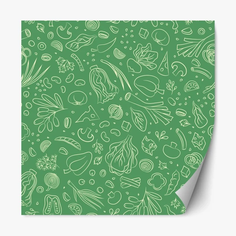 Repositionable sticker green vegetable pattern