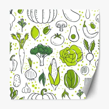 Repositionable sticker green vegetables pattern wall art • Wallissimo®
