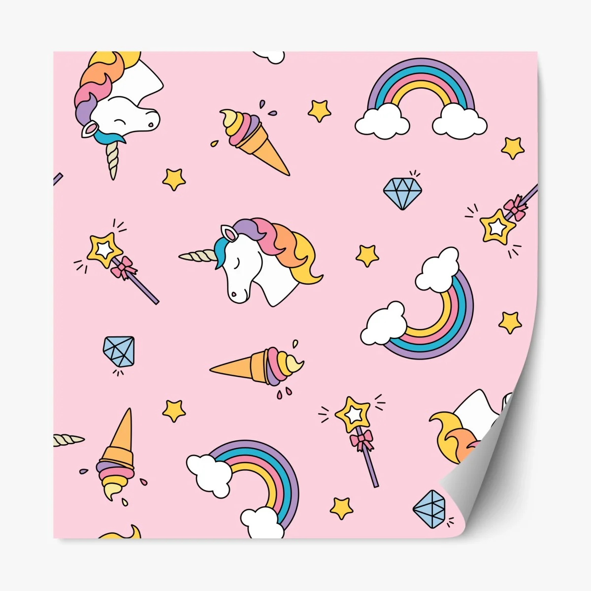 Repositionable sticker pastel unicorns and rainbows pattern ⁕ Wallissimo® Repositionable sticker pastel unicorns and rainbows pattern ⁕ Wallissimo®