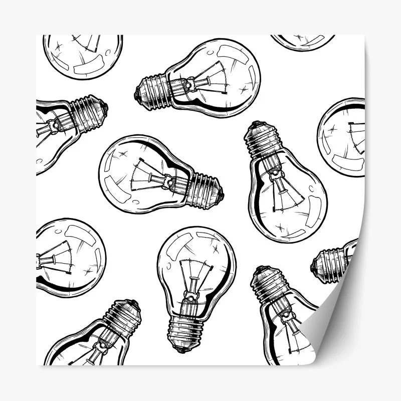 Repositionable sticker hand-drawn light bulb pattern