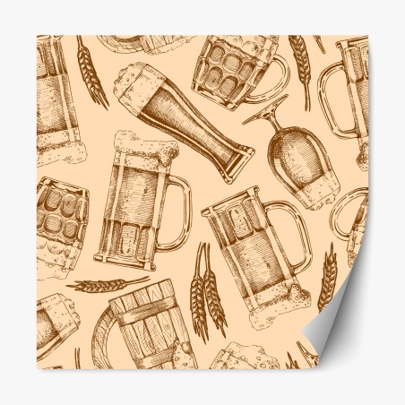 Repositionable sticker vintage beer mug pattern • Wallissimo®