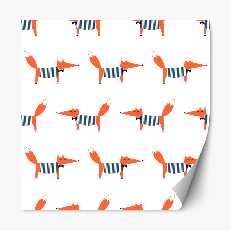 Repositionable sticker cute striped fox pattern