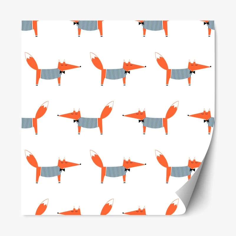 Repositionable sticker cute striped fox pattern