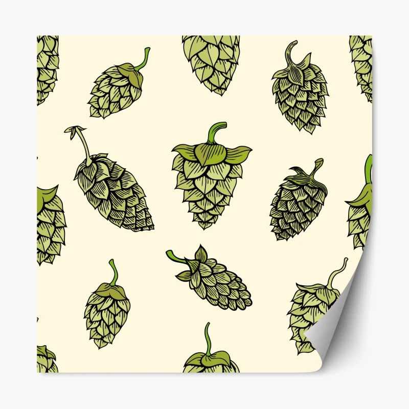Repositionable sticker hand-drawn hops pattern