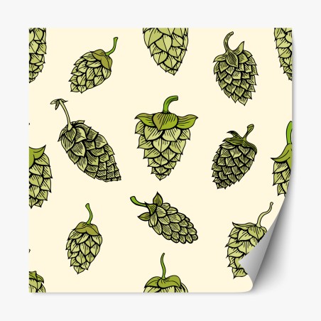 Repositionable sticker hand-drawn hops pattern • Wallissimo®