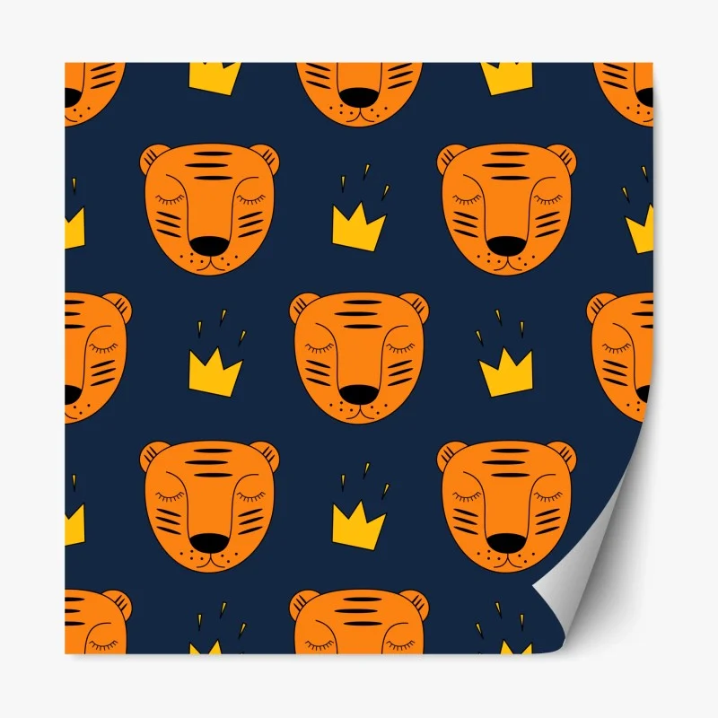 Repositionable sticker playful tiger pattern for kids wall art