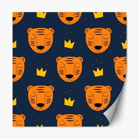 Repositionable sticker playful tiger pattern for kids wall art • Wallissimo®
