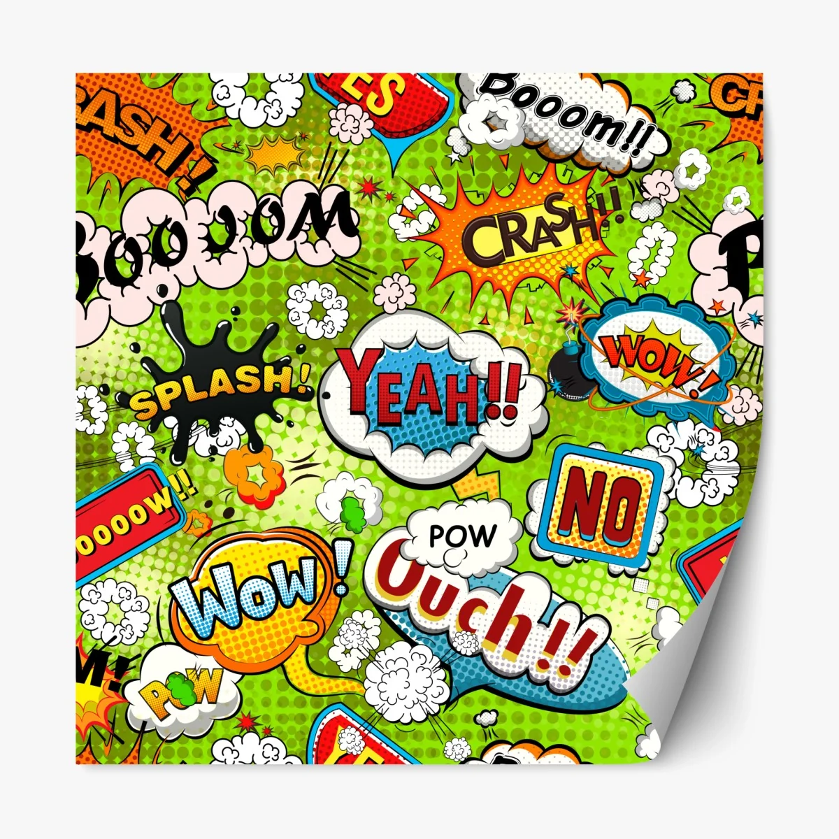 Repositionable sticker vibrant pop art comic collage • Wallissimo® Repositionable sticker vibrant pop art comic collage • Wallissimo®