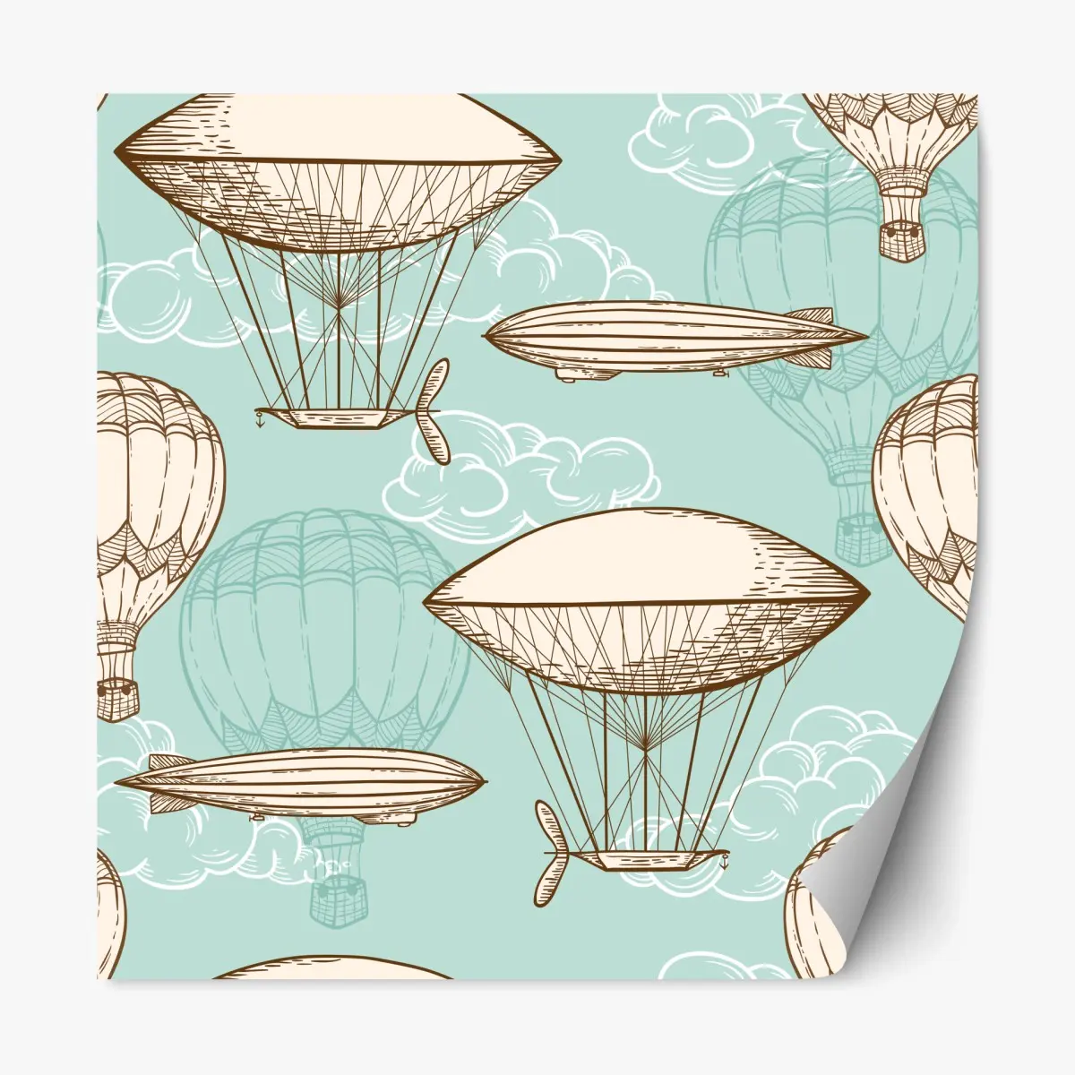 Repositionable sticker vintage airship and hot air balloon pattern ⁕ Wallissimo® Repositionable sticker vintage airship and hot air balloon pattern ⁕ Wallissimo®