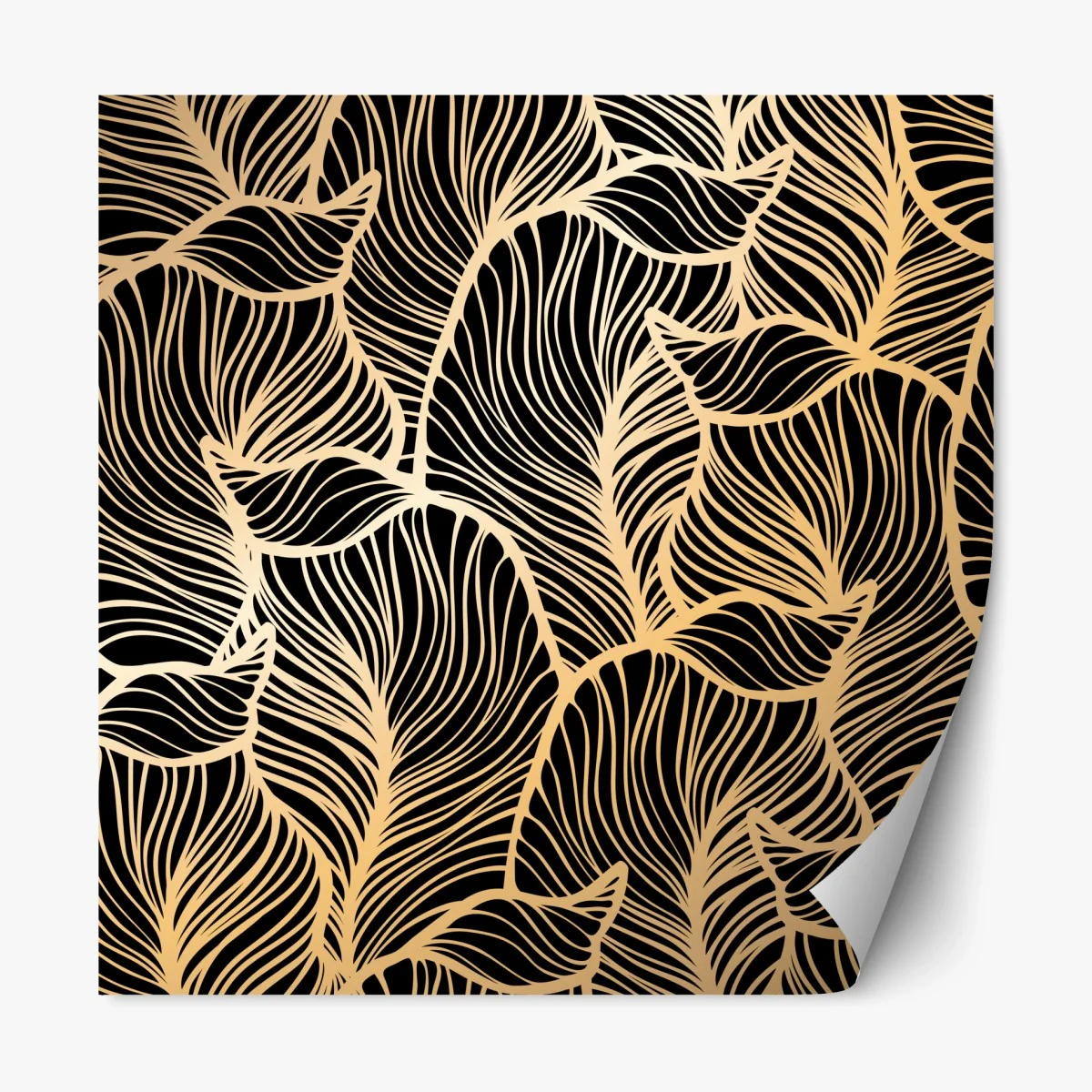 Repositionable sticker golden leaf pattern on black • Wallissimo® Repositionable sticker golden leaf pattern on black • Wallissimo®