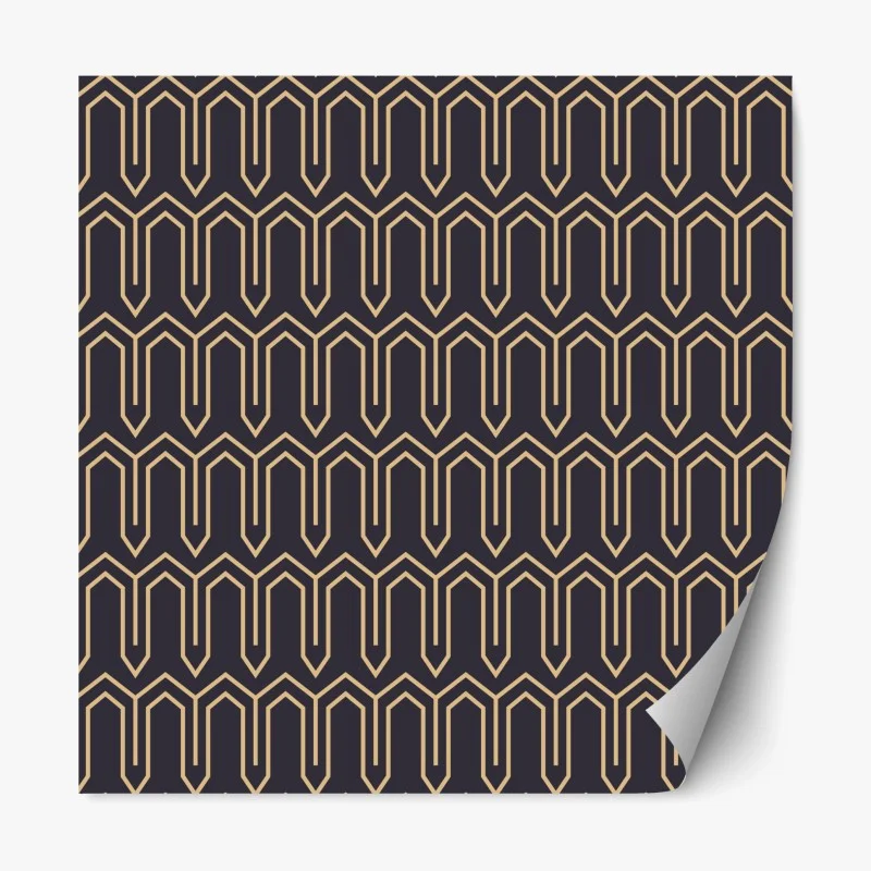 Repositionable sticker art deco geometric pattern in gold and black