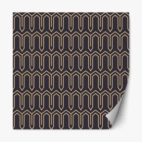 Repositionable sticker art deco geometric pattern in gold and black • Wallissimo®