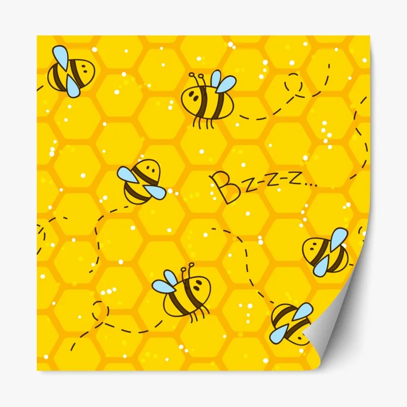 Repositionable sticker cute bee honeycomb pattern