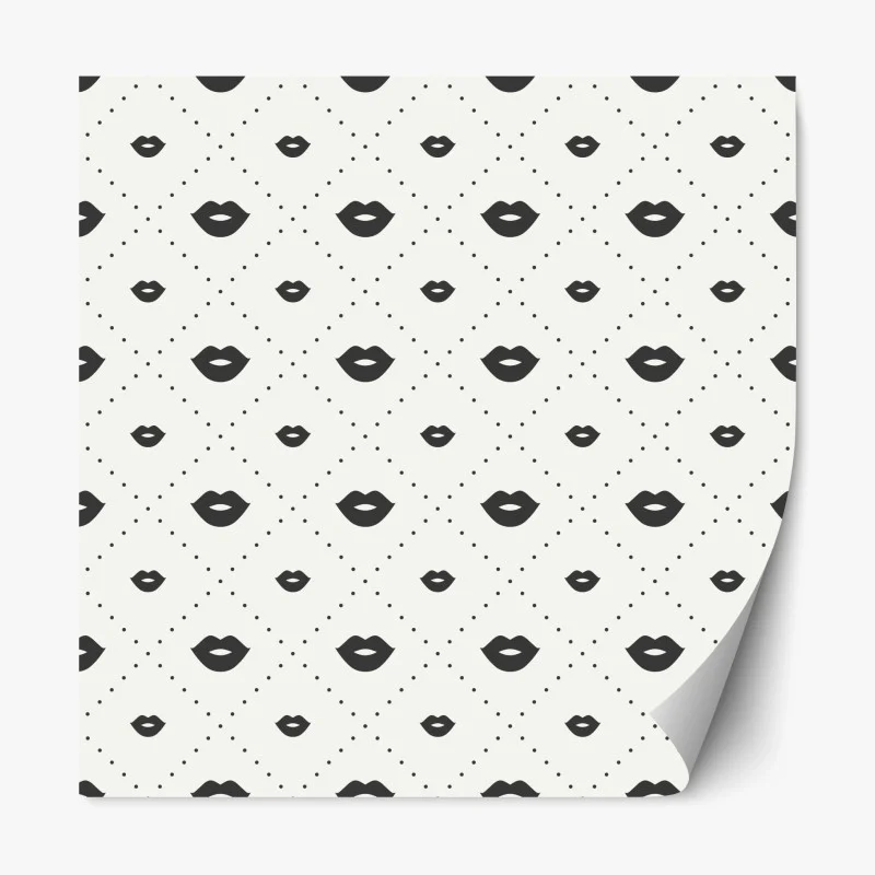 Repositionable sticker minimalist monochrome lips pattern