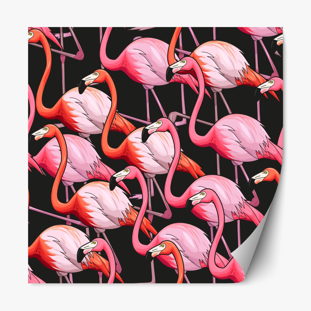 Repositionable sticker pink flamingo pattern on black background • Wallissimo® Repositionable sticker pink flamingo pattern on black background • Wallissimo®