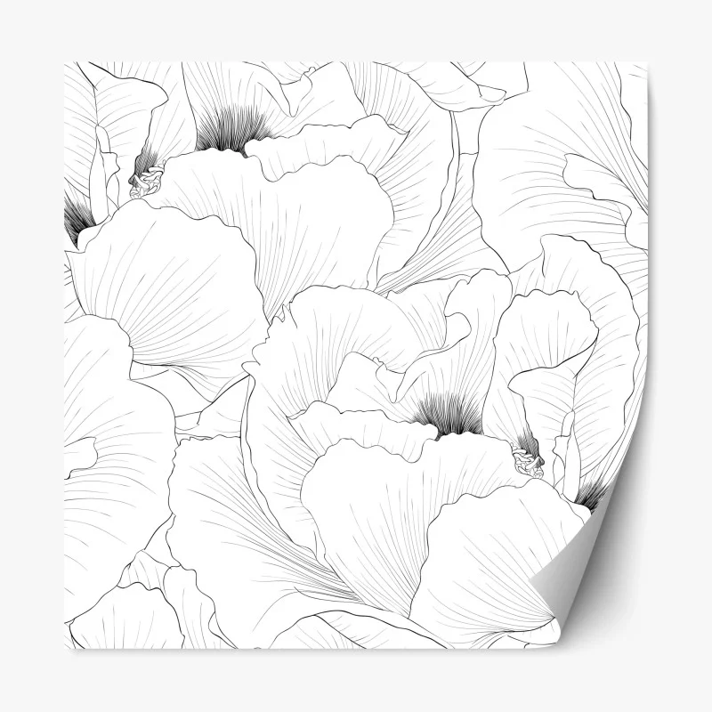 Repositionable sticker delicate botanical line art floral pattern