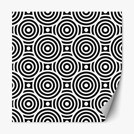 Repositionable sticker black and white concentric circle pattern • Wallissimo®