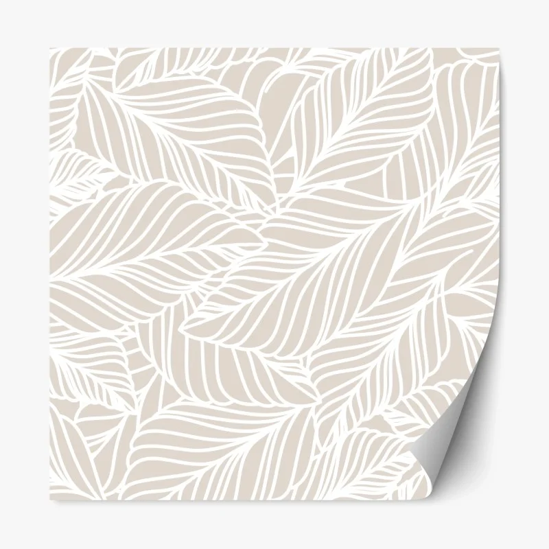 Repositionable sticker neutral botanical leaf pattern ⁕ Wallissimo®