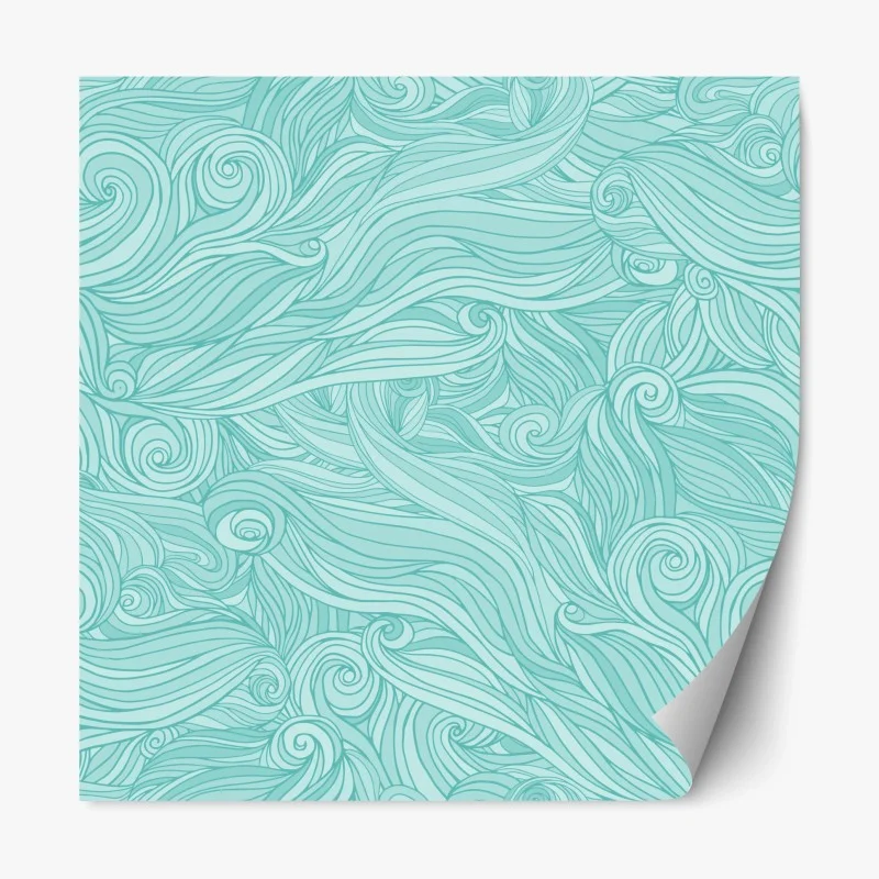 Repositionable sticker turquoise wave pattern wall art