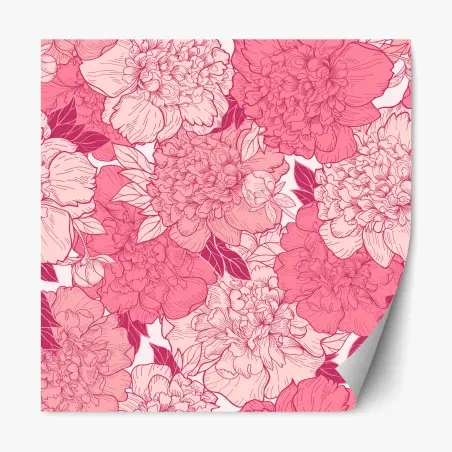 Repositionable sticker pink peony floral pattern • Wallissimo®