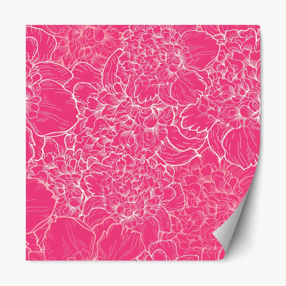 Repositionable sticker vibrant pink peony floral pattern • Wallissimo® Repositionable sticker vibrant pink peony floral pattern • Wallissimo®